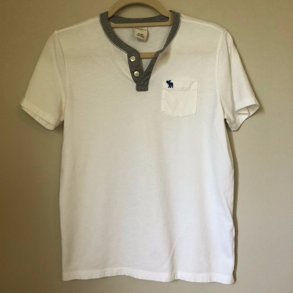 Abercrombie Boy's XL(16) White Short Sleeve Henley